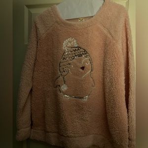 Light pink fuzzy sweater shirt